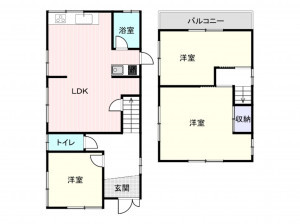 岸和田市西之内町、中古一戸建ての間取り画像です