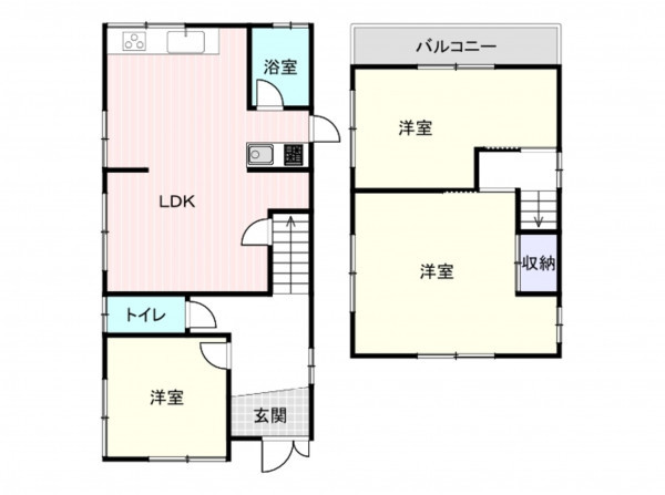 岸和田市西之内町、中古一戸建ての間取り画像です