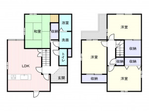 岸和田市大町、中古一戸建ての間取り画像です