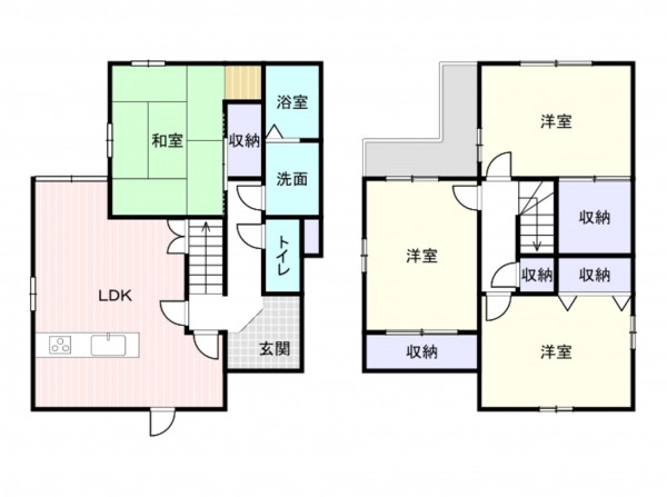 岸和田市大町、中古一戸建ての間取り画像です