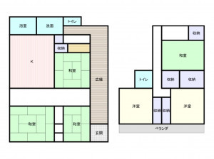 岸和田市岡山町、中古一戸建ての間取り画像です