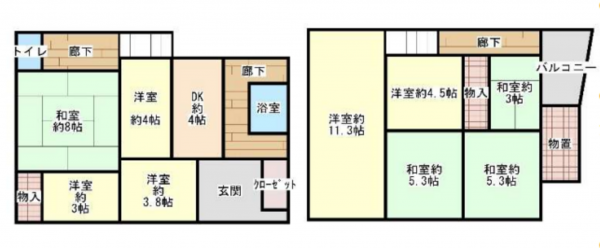 岸和田市春木宮本町、中古一戸建ての間取り画像です