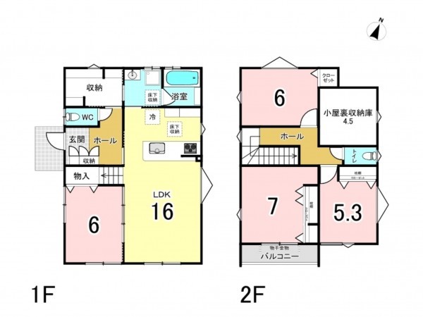 多賀城市伝上山、新築一戸建ての間取り画像です