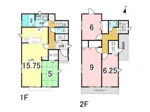 多賀城市町前、新築一戸建ての間取り画像です