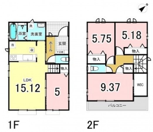 多賀城市下馬、新築一戸建ての間取り画像です