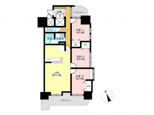 仙台市宮城野区小田原、マンションの間取り画像です