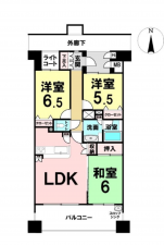 仙台市宮城野区鉄砲町東、マンションの間取り画像です