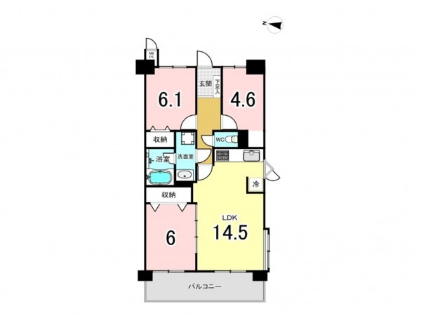 仙台市宮城野区新田、マンションの間取り画像です