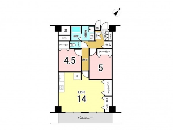 仙台市宮城野区新田、マンションの間取り画像です