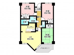 仙台市宮城野区岩切、マンションの間取り画像です