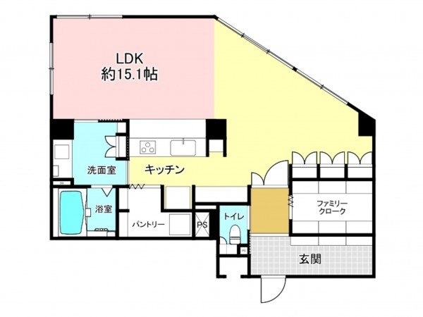 仙台市宮城野区鉄砲町東、マンションの間取り画像です