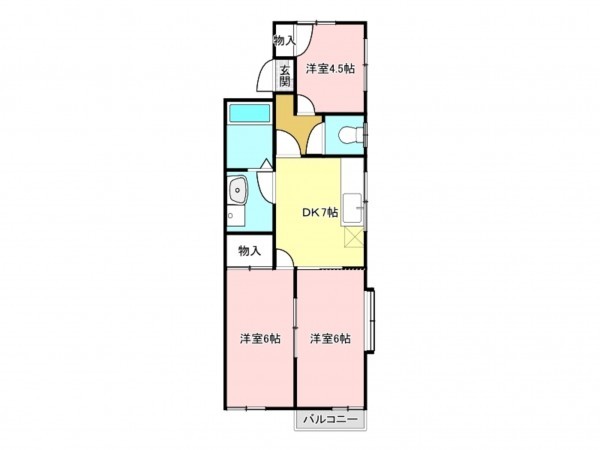 仙台市宮城野区鶴ケ谷、収益物件/アパートの間取り画像です