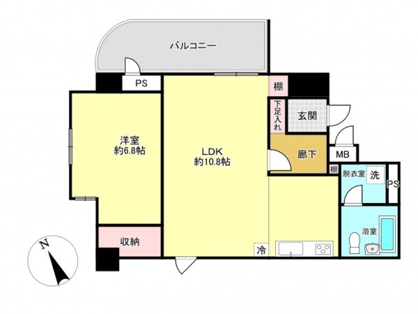 仙台市宮城野区苦竹、マンションの間取り画像です