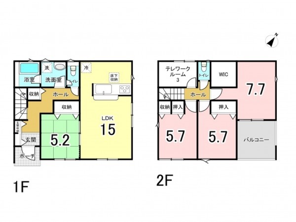 多賀城市桜木、新築一戸建ての間取り画像です