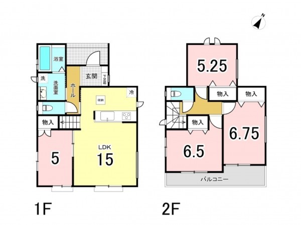 多賀城市桜木、新築一戸建ての間取り画像です