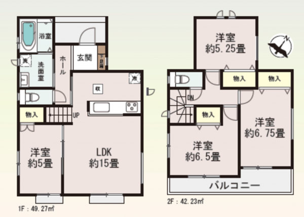 多賀城市桜木、新築一戸建ての間取り画像です