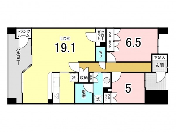 多賀城市中央、マンションの間取り画像です