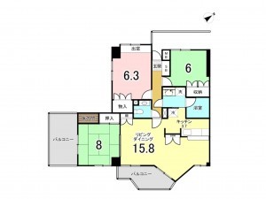 仙台市宮城野区岩切、マンションの間取り画像です