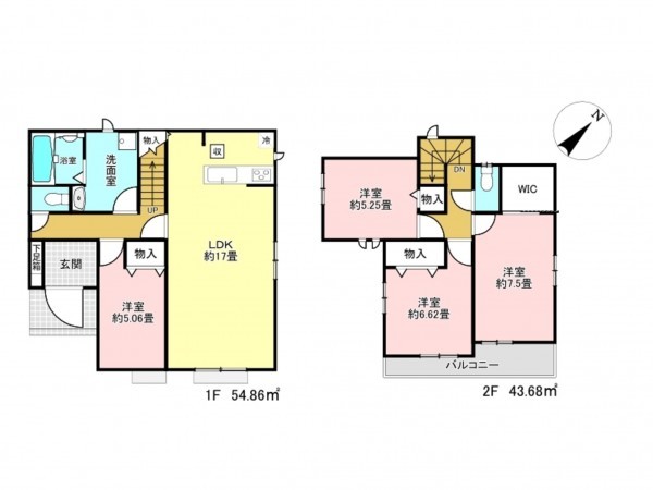 仙台市宮城野区萩野町、新築一戸建ての間取り画像です