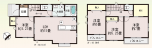 仙台市宮城野区鶴ケ谷、新築一戸建ての間取り画像です