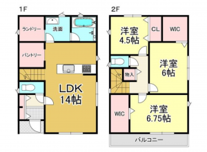 多賀城市大代、新築一戸建ての間取り画像です