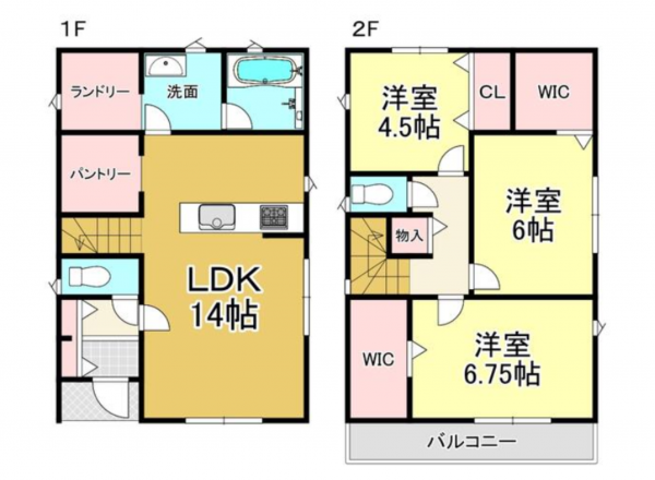 多賀城市大代、新築一戸建ての間取り画像です