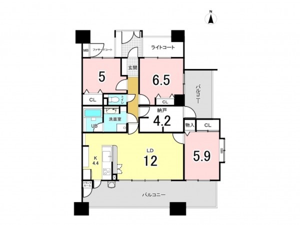 仙台市宮城野区幸町、マンションの間取り画像です