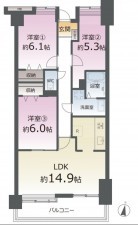 仙台市宮城野区福室、マンションの間取り画像です
