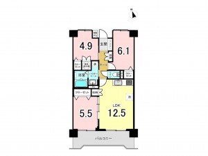 仙台市宮城野区原町、マンションの間取り画像です