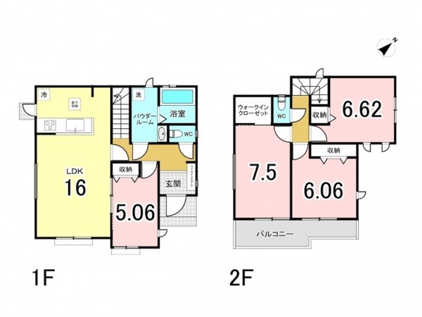 仙台市宮城野区東仙台、新築一戸建ての間取り画像です