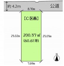 多賀城市新田、土地の間取り画像です