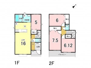 仙台市宮城野区二の森、新築一戸建ての間取り画像です
