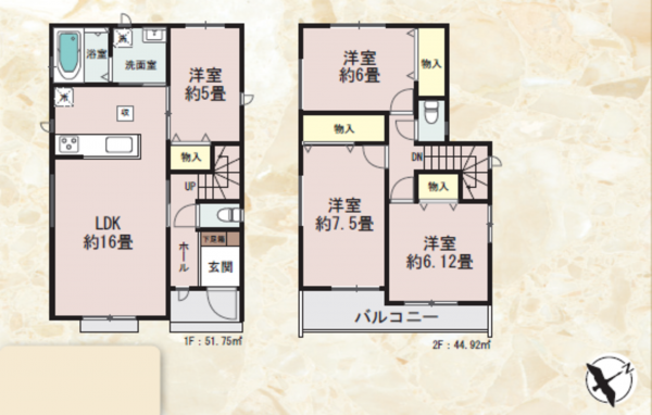 仙台市宮城野区二の森、新築一戸建ての間取り画像です