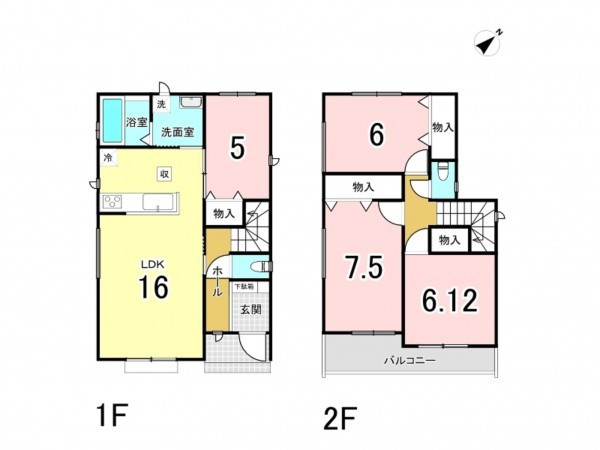 仙台市宮城野区二の森、新築一戸建ての間取り画像です