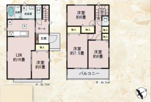 仙台市宮城野区二の森、新築一戸建ての間取り画像です