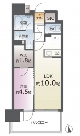仙台市宮城野区小田原、マンションの間取り画像です