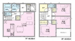 多賀城市下馬、新築一戸建ての間取り画像です