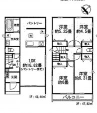 仙台市宮城野区五輪、新築一戸建ての間取り画像です
