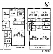 仙台市宮城野区五輪、新築一戸建ての間取り画像です