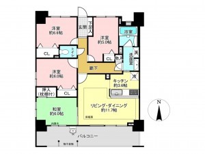 仙台市宮城野区大梶、マンションの間取り画像です
