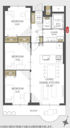 多賀城市東田中、マンションの間取り画像です