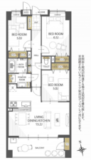 仙台市宮城野区幸町、マンションの間取り画像です