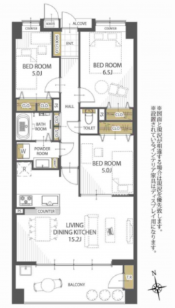 仙台市宮城野区幸町、マンションの間取り画像です