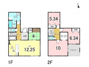 仙台市宮城野区小田原、新築一戸建ての間取り画像です