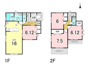 仙台市宮城野区東仙台、新築一戸建ての間取り画像です