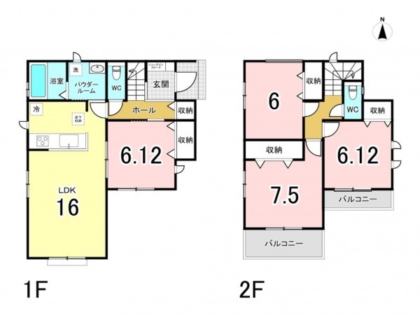 仙台市宮城野区東仙台、新築一戸建ての間取り画像です