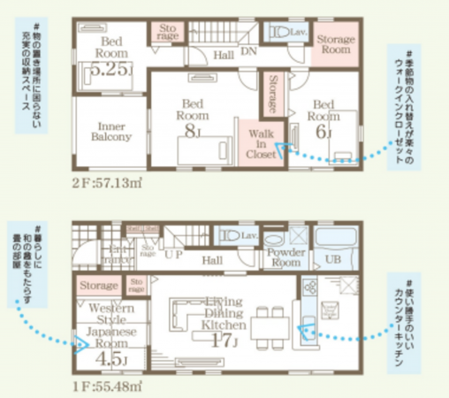 仙台市宮城野区蒲生、新築一戸建ての間取り画像です