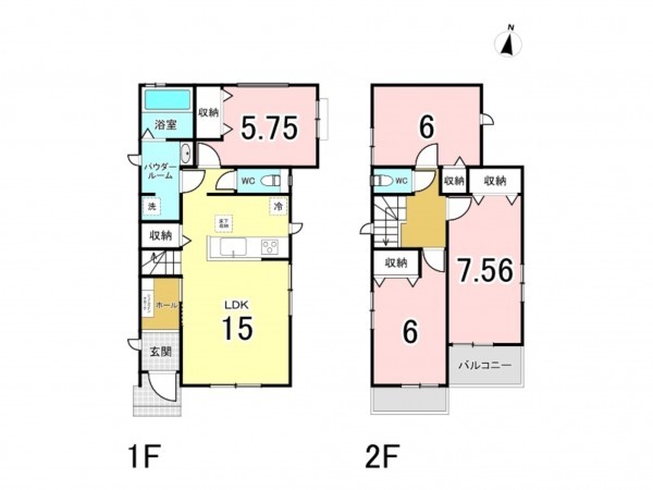 仙台市宮城野区鶴ケ谷東、新築一戸建ての間取り画像です