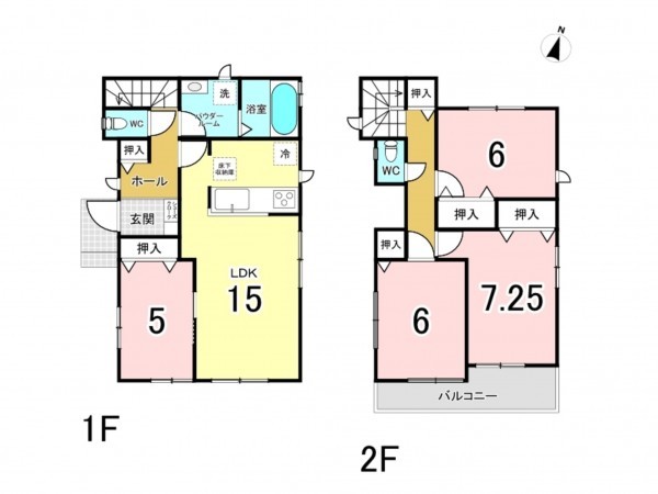 仙台市宮城野区鶴ケ谷東、新築一戸建ての間取り画像です