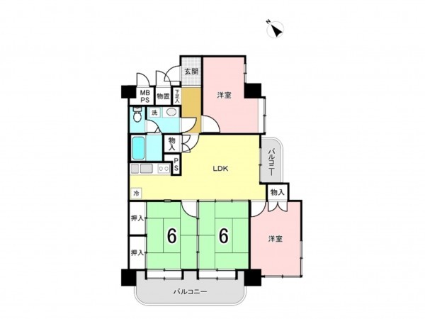 仙台市宮城野区宮城野、マンションの間取り画像です